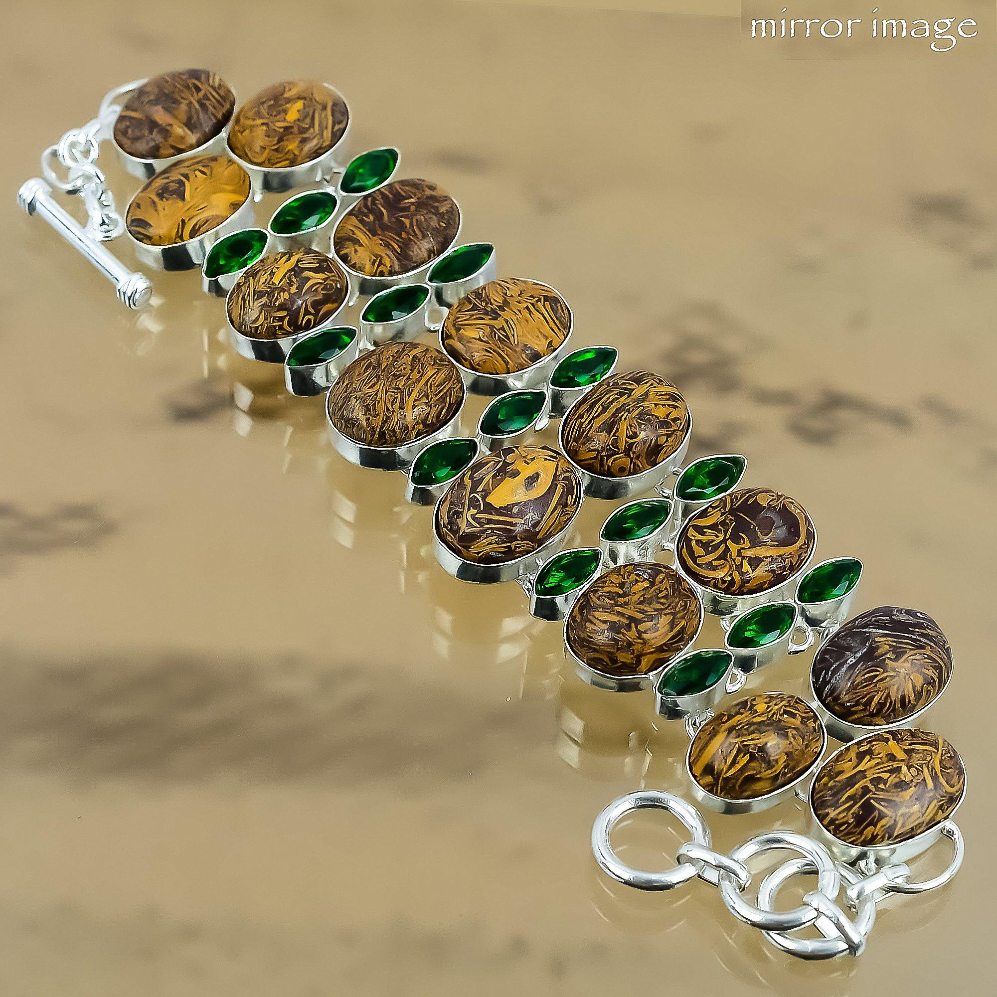 Oval Mariam Jasper Gemstone Chrome Diopside 925 Silver Trendy Chain New Bracelet Adjustable
Oval Mariam Jasper Gemstone Chrome Diopside 925 Silver Trendy Chain New Bracelet Adjustable