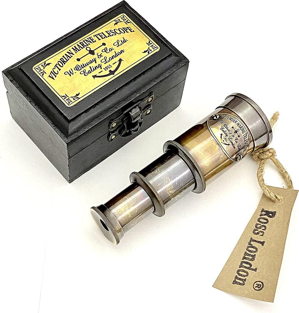 Латунный карманный телескоп в античном стиле, пиратский морской мини-телескоп охотника, викторианский стиль с деревянной коробкой
Латунный карманный телескоп в античном стиле, пиратский морской мини-телескоп охотника, викторианский стиль с деревянной коробкой