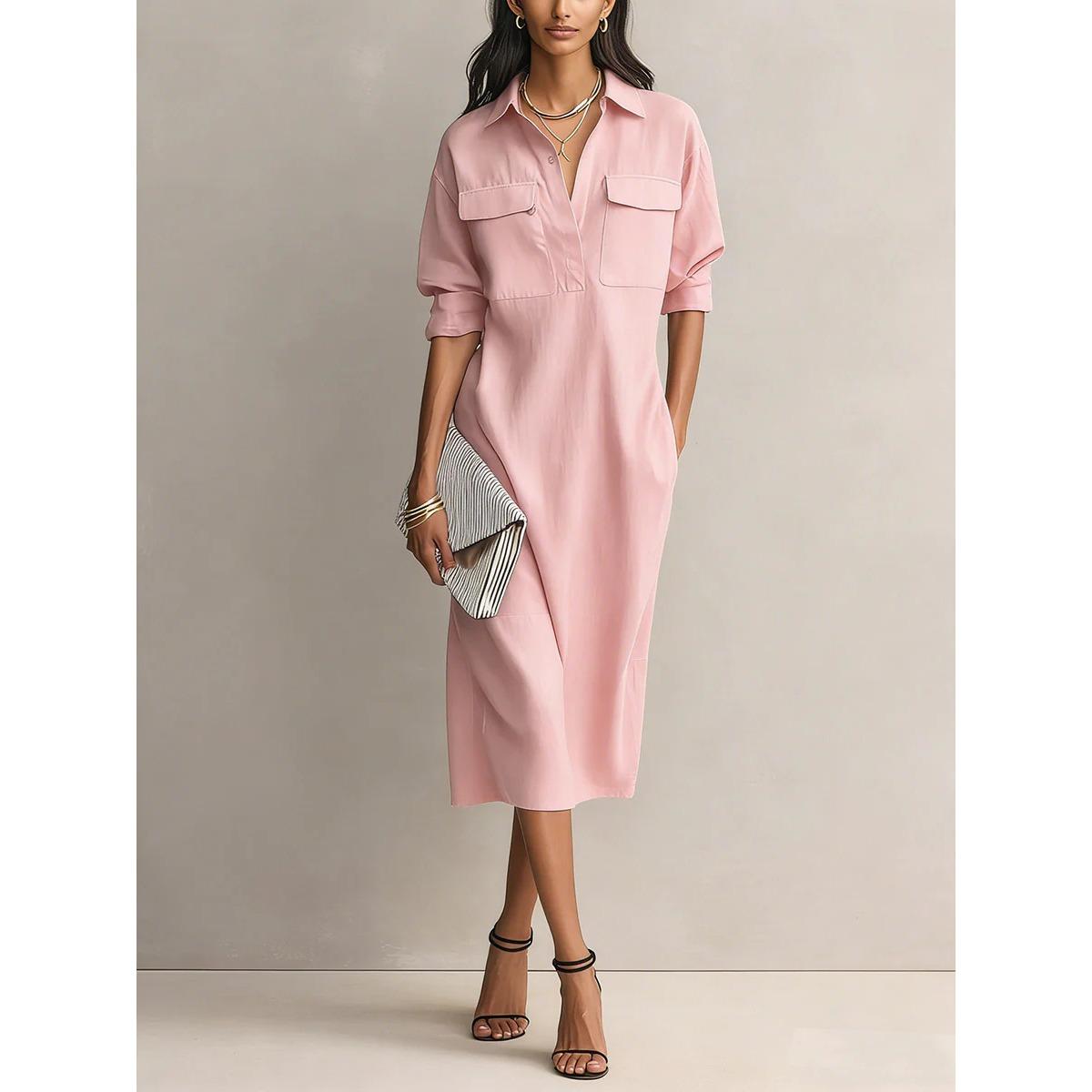 Fall French Style Lapel Waist Cinch Pockets Slim Fit Elegant Commute Shirt Dress For Women European American Crossbody Fashion XXL рожевий
Fall French Style Lapel Waist Cinch Pockets Slim Fit Elegant Commute Shirt Dress For Women European American Crossbody Fashion XXL рожевий