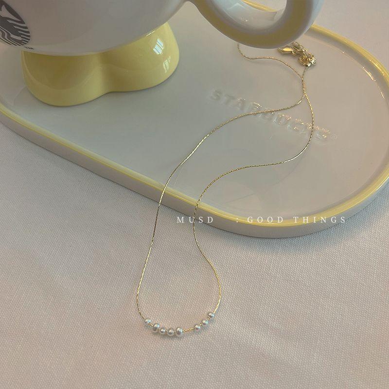 MUSD Women s Commuter French Style Small Pearl Sterling Silver Clavicle Chain Gold-millet beads necklace
MUSD Women s Commuter French Style Small Pearl Sterling Silver Clavicle Chain Gold-millet beads necklace