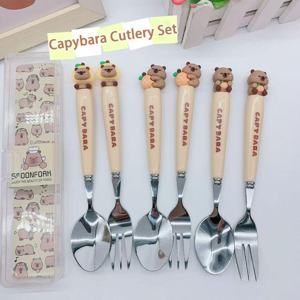 Stainless Steel Fork Spoon Dinnerware Sets Travel Portable Kitchen Tableware Capybara Cutlery Set D
Stainless Steel Fork Spoon Dinnerware Sets Travel Portable Kitchen Tableware Capybara Cutlery Set D