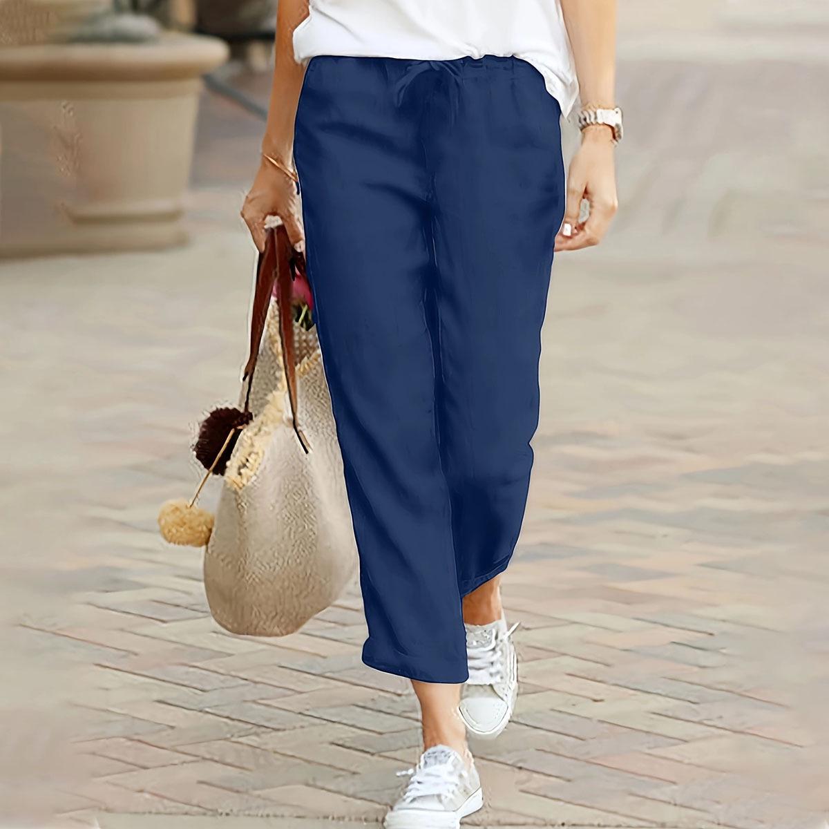 Women s European American Cotton Linen Casual Cropped Straight Leg Trousers with Elastic Waist Extra Small темно-синий
Women s European American Cotton Linen Casual Cropped Straight Leg Trousers with Elastic Waist Extra Small темно-синий