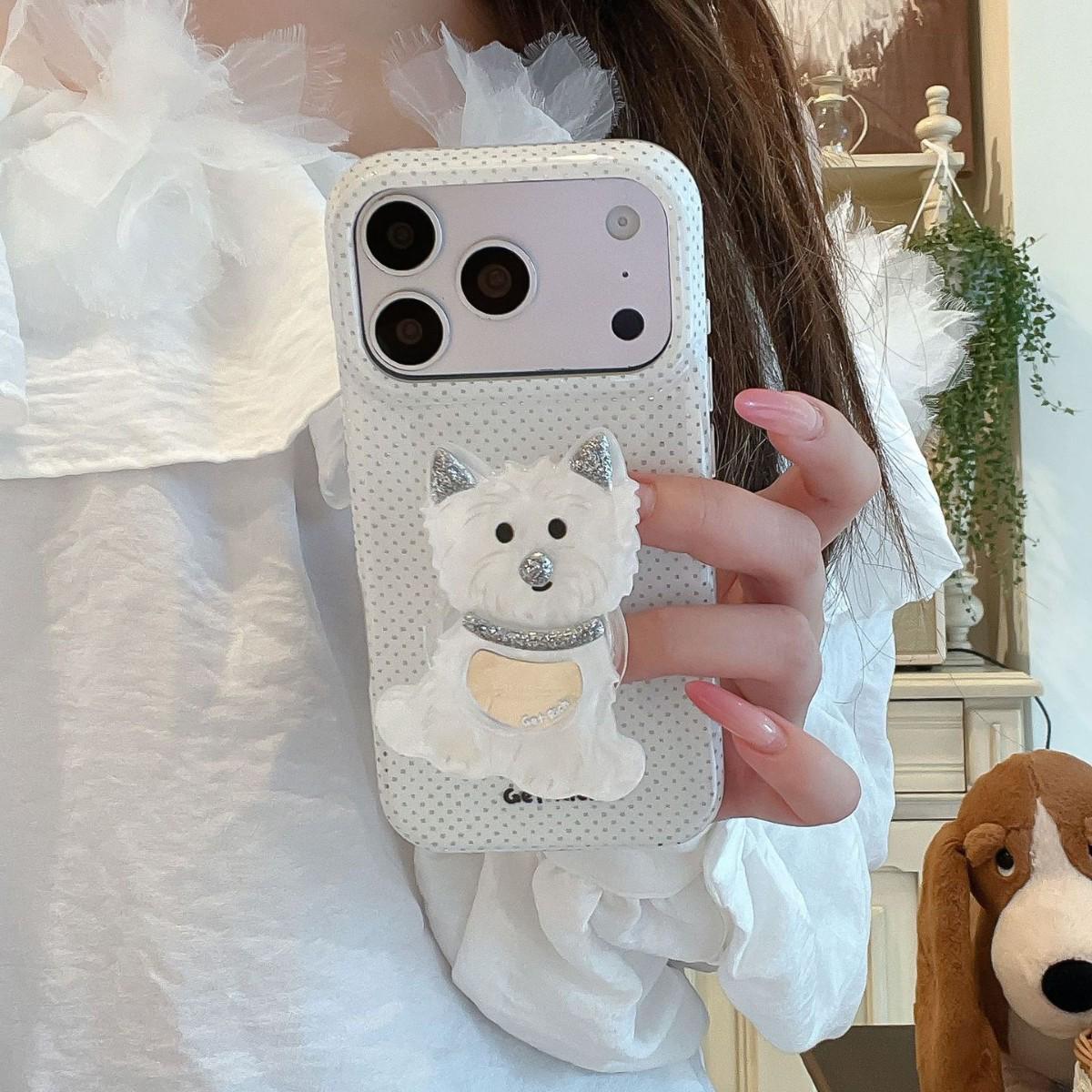 Silver Rhinestone Puppy Mirror Stand Case for iPhone 17/16 Pro Compatible with 15 iPhone 15 Pro
Silver Rhinestone Puppy Mirror Stand Case for iPhone 17/16 Pro Compatible with 15 iPhone 15 Pro