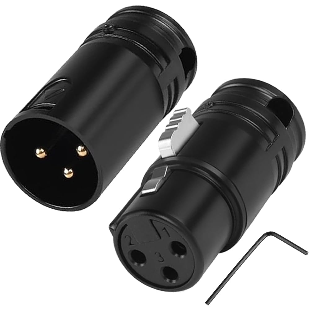 Xiatiaosann XLR Microphone Solder Gold Plated Adjustable Right Angle 90 Degree 3 Pin XLR Male Female Solder Audio Plug Connector for DIY XLR Cable
Xiatiaosann XLR Microphone Solder Gold Plated Adjustable Right Angle 90 Degree 3 Pin XLR Male Female Solder Audio Plug Connector for DIY XLR Cable