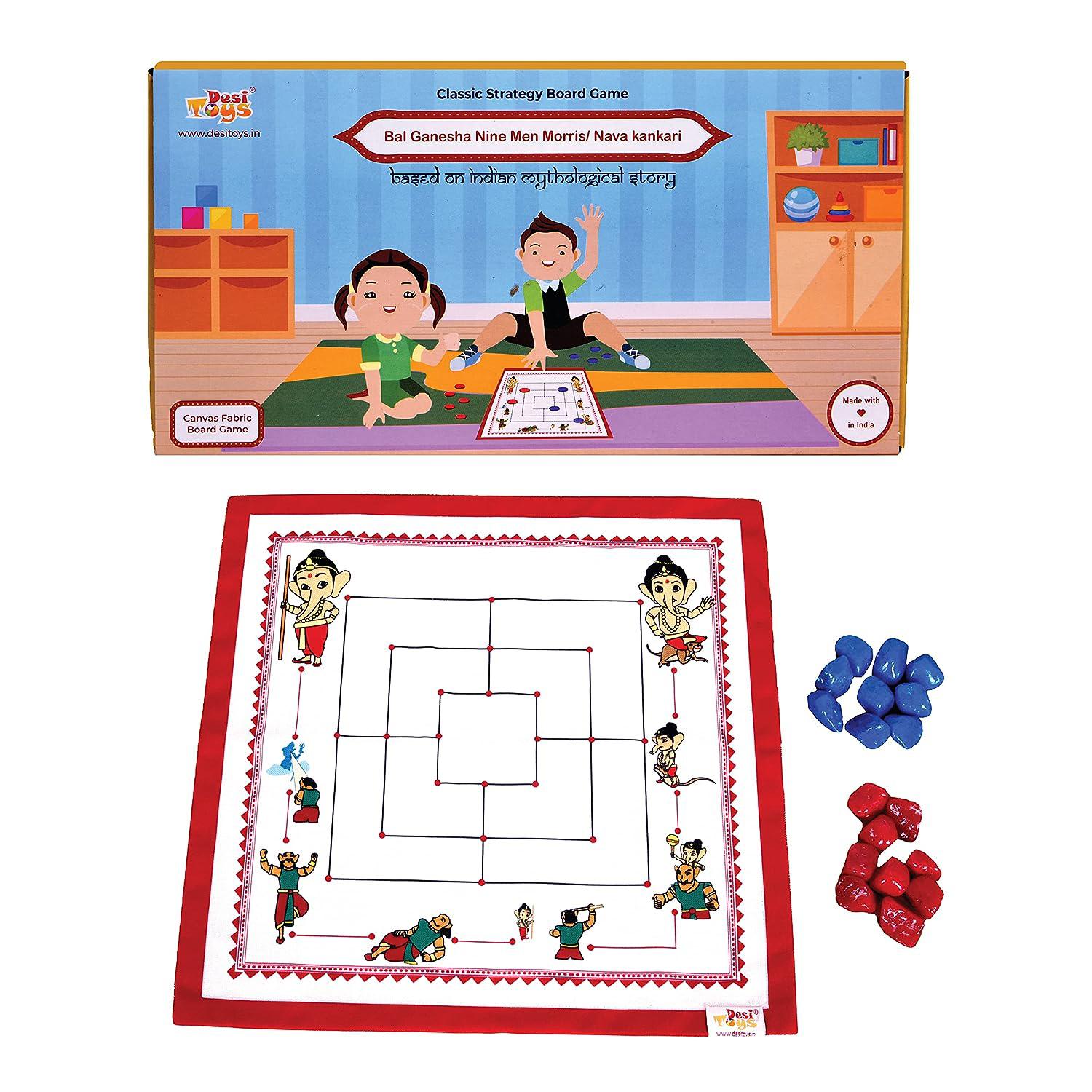 Desi Toys Bal Ganesha Nine Men s Morris/Mills Game/Navakankari | Доска из холщовой ткани | Индийская мифологическая тематика
Desi Toys Bal Ganesha Nine Men s Morris/Mills Game/Navakankari | Доска из холщовой ткани | Индийская мифологическая тематика