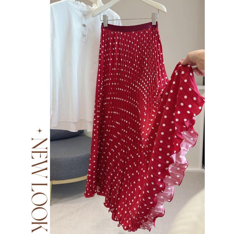 Japanese and Korean temperament red chiffon polka dot pleated skirt spring and summer new high waist and thin lace big pendulum skirt women One size fits all
Japanese and Korean temperament red chiffon polka dot pleated skirt spring and summer new high waist and thin lace big pendulum skirt women One size fits all