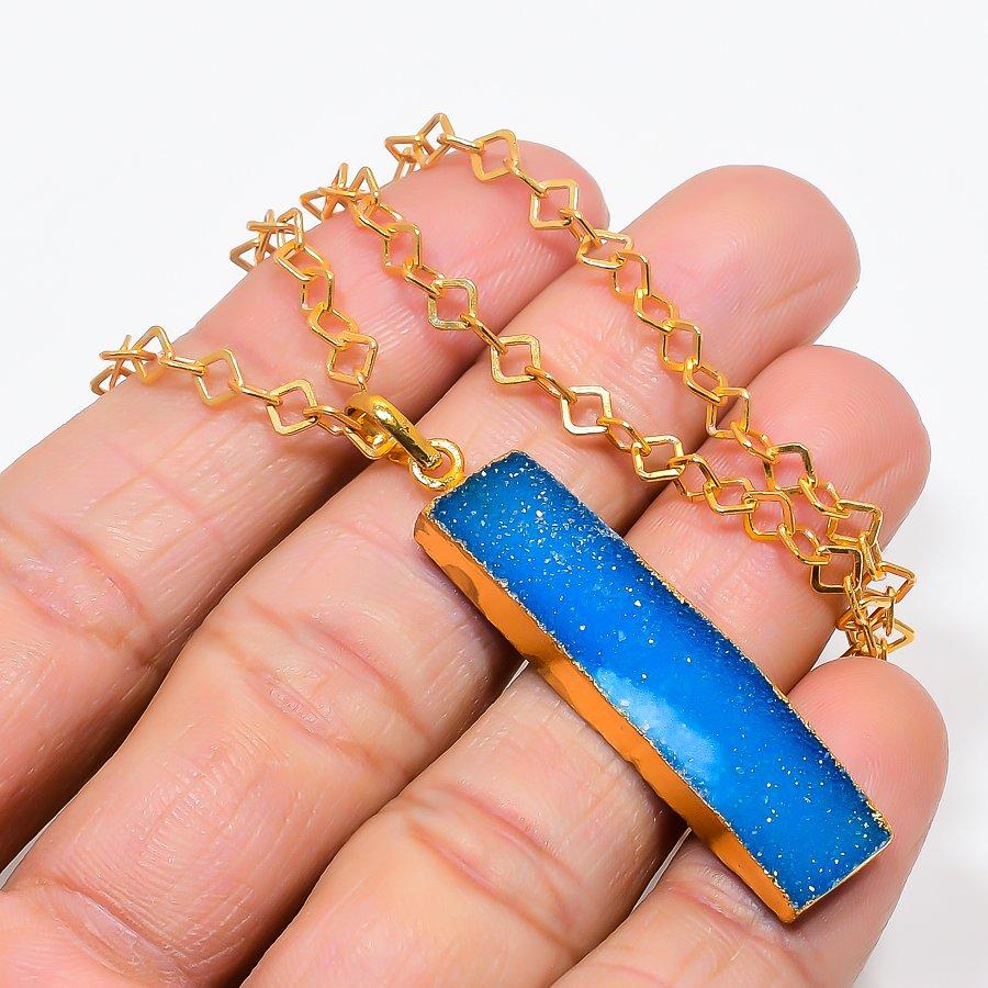 Blue Hememorphite Druzy Gemstone 925 Sterling Silver Jewelry Necklace 20 KJ-610
Blue Hememorphite Druzy Gemstone 925 Sterling Silver Jewelry Necklace 20 KJ-610