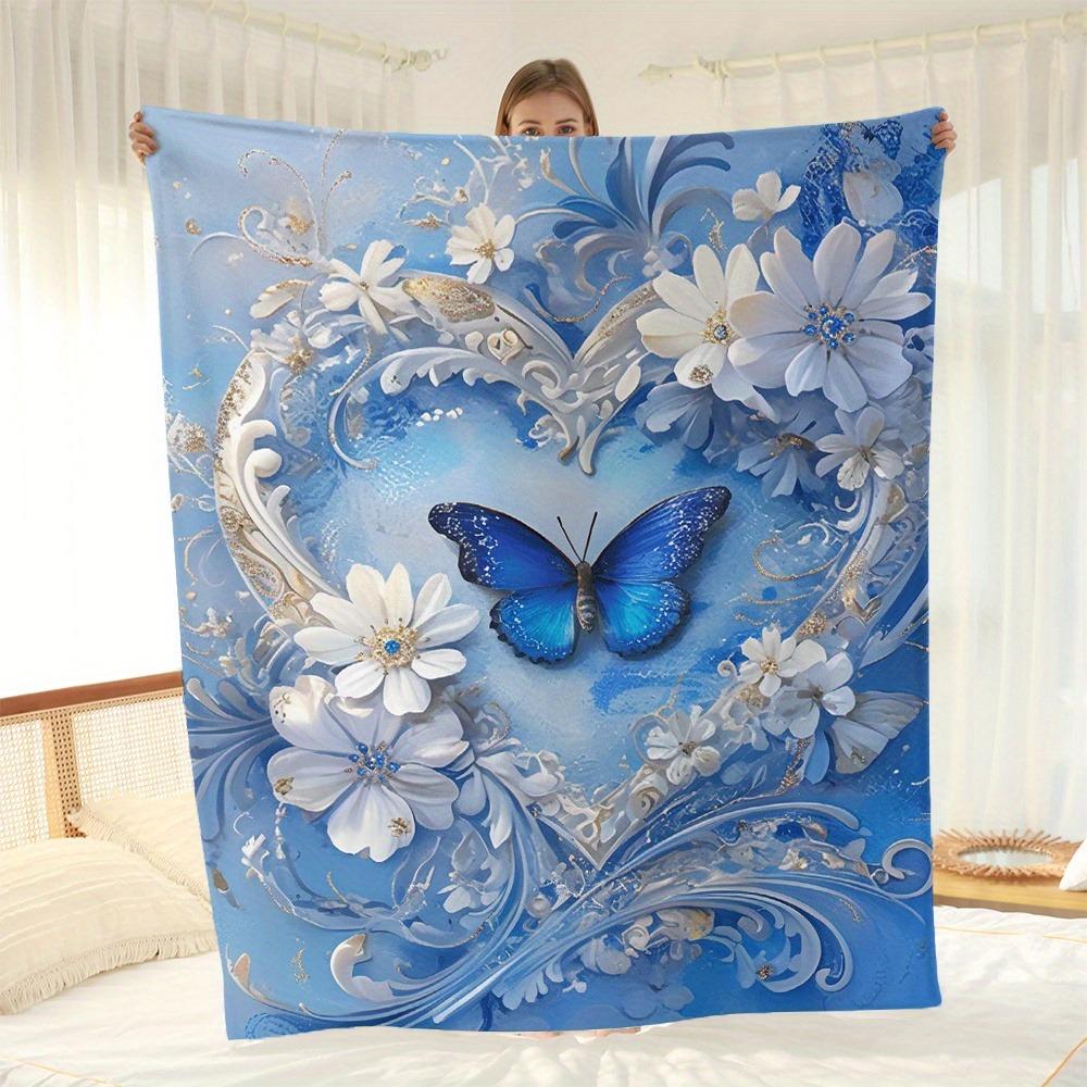 Purple Butterfly Rose Floral Throw Blanket, Soft Cozy Flannel Blanket, Romantic Home Decor Gift for Couch Bed 150cm by 200cm
Purple Butterfly Rose Floral Throw Blanket, Soft Cozy Flannel Blanket, Romantic Home Decor Gift for Couch Bed 150cm by 200cm