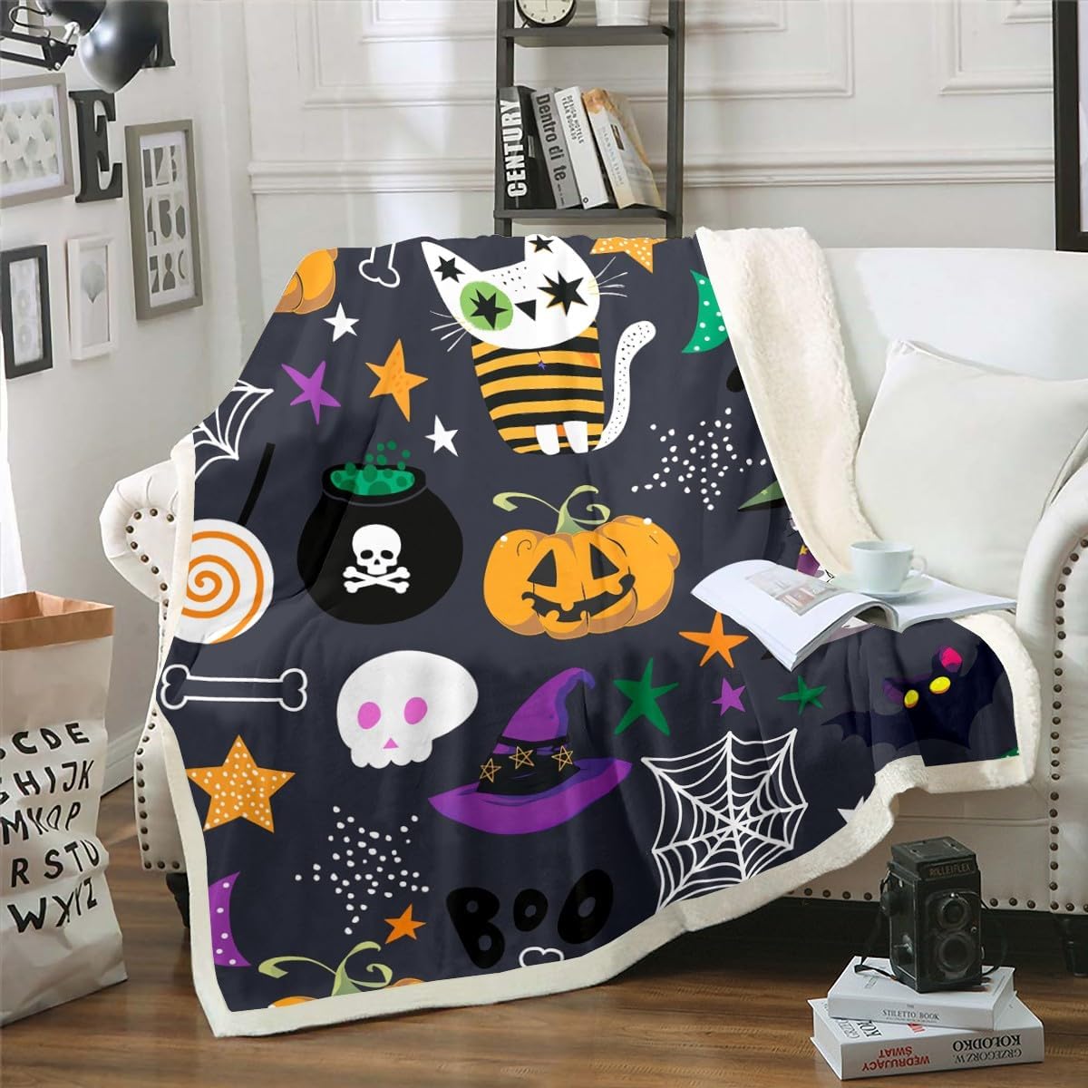 Halloween Ghost Blanket Soft Fleece Throw Pumpkin Spider Web Design Home Decor Party Gift Kids Room 75x90cm
Halloween Ghost Blanket Soft Fleece Throw Pumpkin Spider Web Design Home Decor Party Gift Kids Room 75x90cm