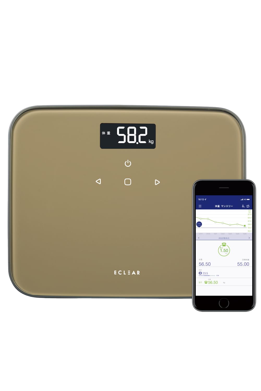 ELECOM ECLEAR HCS-S02BR Compact Backlit Scale (Weight/BMI/Last Weight Difference), 100g Increments, Automatic Recognition
ELECOM ECLEAR HCS-S02BR Compact Backlit Scale (Weight/BMI/Last Weight Difference), 100g Increments, Automatic Recognition