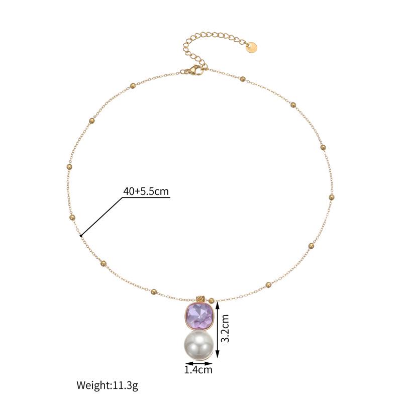 18K Gold Korean Geometric Purple Zircon Pearl Necklace
18K Gold Korean Geometric Purple Zircon Pearl Necklace