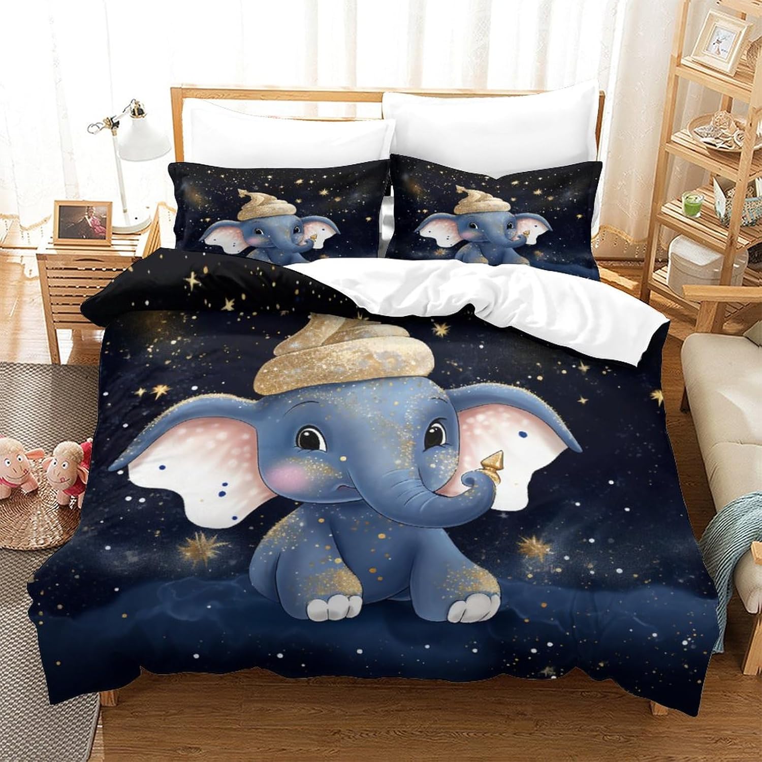 Cute Little Elephant 3D Printed Duvet Cover Set, Microfiber Bedding Set Cover Pillowcasefor Zipper Closure Adults Kids Double 155x220cm
Cute Little Elephant 3D Printed Duvet Cover Set, Microfiber Bedding Set Cover Pillowcasefor Zipper Closure Adults Kids Double 155x220cm