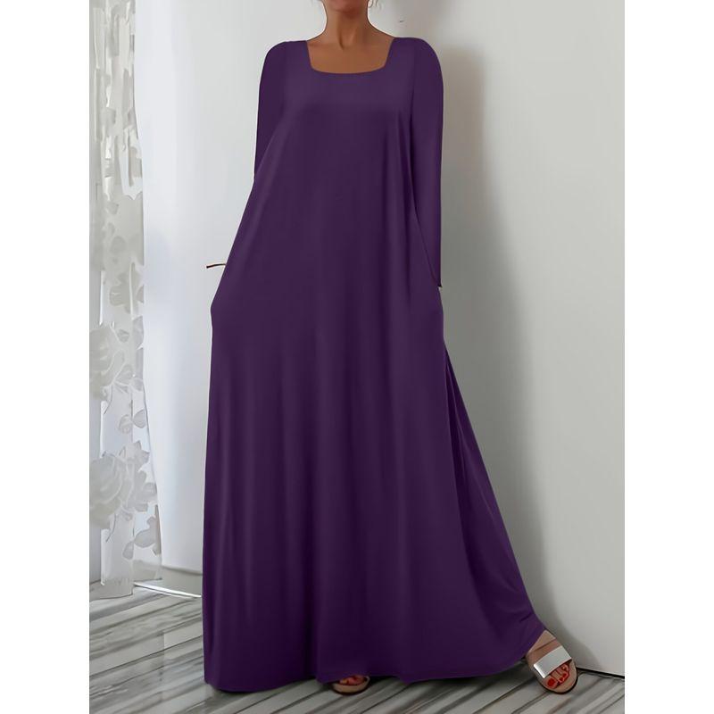 European and American Cross-Border Amazon New Summer Long Dress Casual Loose Long-Sleeved Solid Color Square Neck Slim Dress Purple 1XL
European and American Cross-Border Amazon New Summer Long Dress Casual Loose Long-Sleeved Solid Color Square Neck Slim Dress Purple 1XL