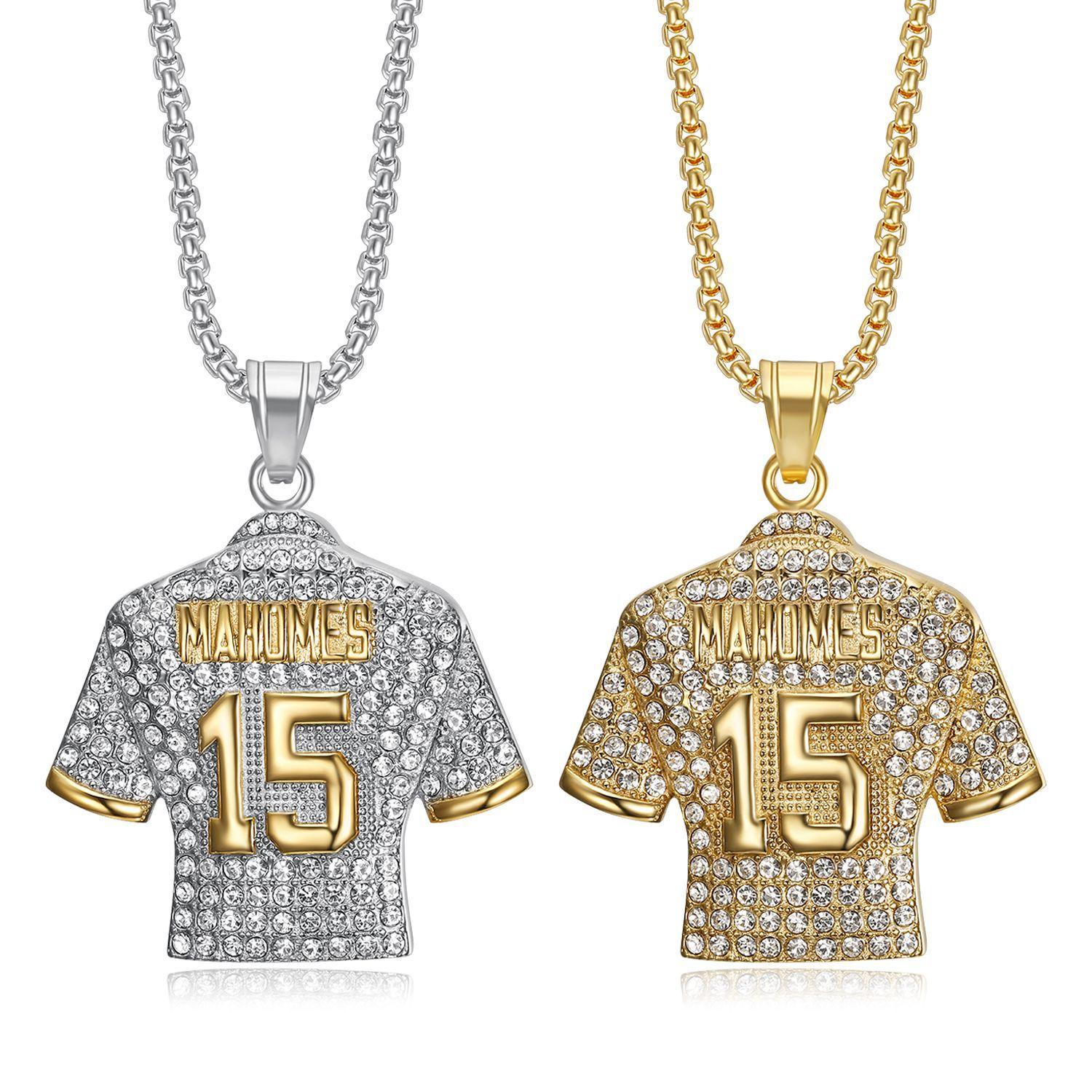 New Hip-hop Diamond Studded NFL Quarterback Number 15 Jersey Pendant Necklace 60CM
New Hip-hop Diamond Studded NFL Quarterback Number 15 Jersey Pendant Necklace 60CM