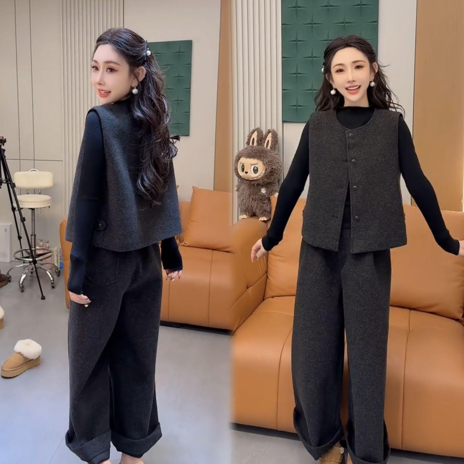 Women s Spring 2026 Korean Wool Vest Suit: Trendy Three-Piece Set with Slimming Wide-Leg Pants L (Bust 90-110 cm)
Women s Spring 2026 Korean Wool Vest Suit: Trendy Three-Piece Set with Slimming Wide-Leg Pants L (Bust 90-110 cm)