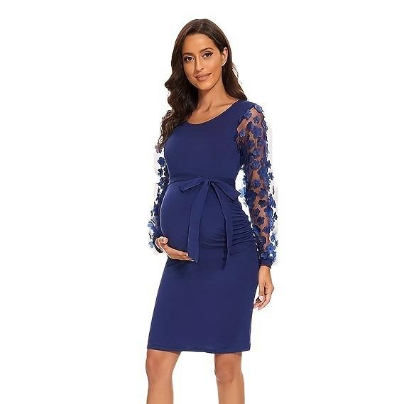 Women s Light Blue Maternity Dress with Lace Long Sleeves and Waist Bow L Темно-синій
Women s Light Blue Maternity Dress with Lace Long Sleeves and Waist Bow L Темно-синій