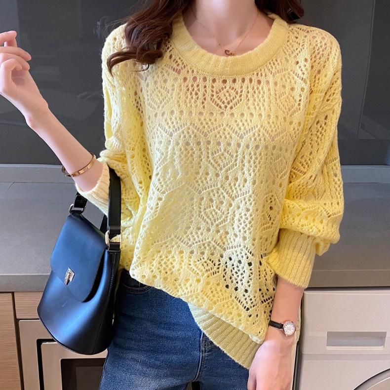 корейский однотонный полый вязаный свитер женский тонкий свободный весенне-осенний свитер с круглым вырезом футболка пуловер блузка от солнца женский One Size
корейский однотонный полый вязаный свитер женский тонкий свободный весенне-осенний свитер с круглым вырезом футболка пуловер блузка от солнца женский One Size