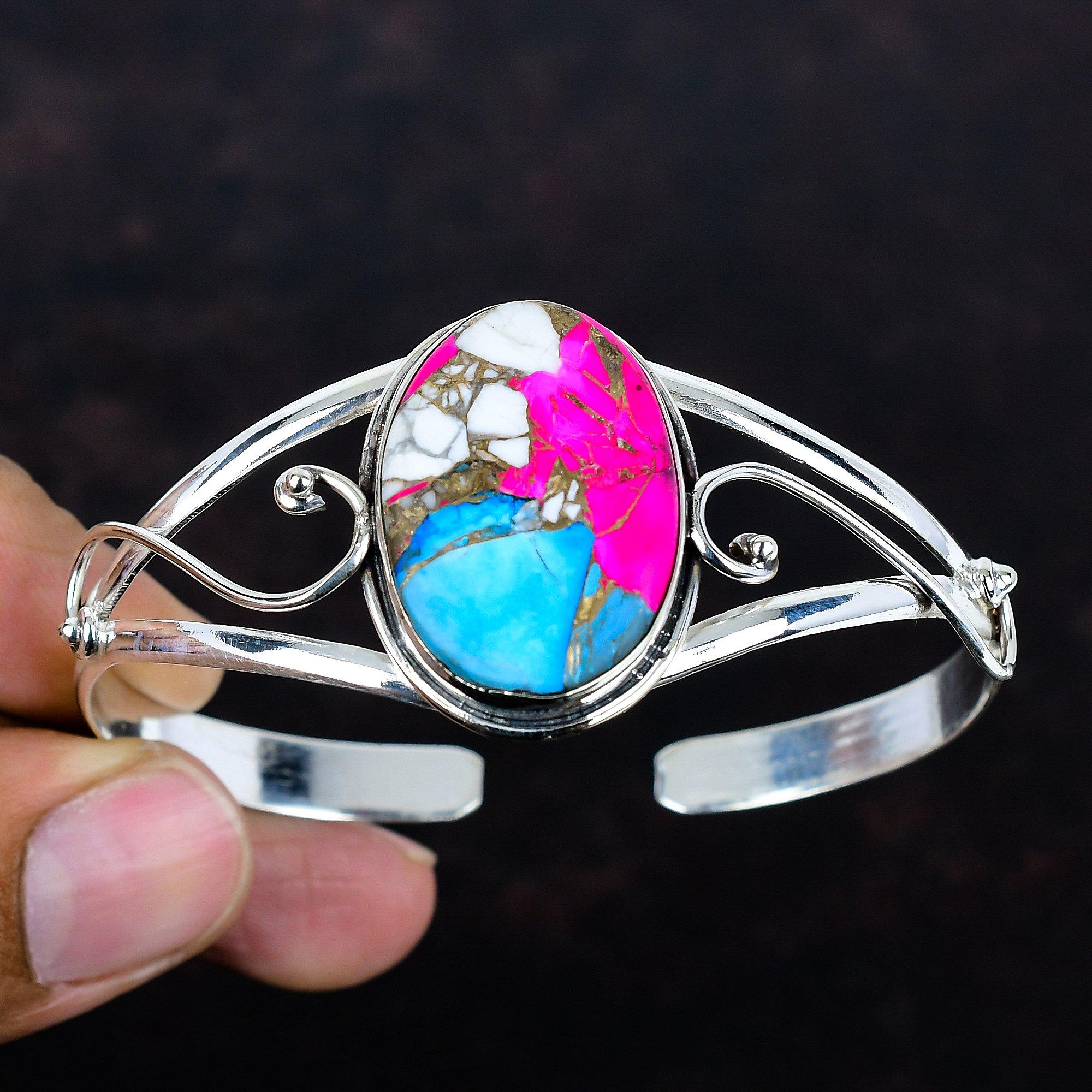 Cotton candy turquoise bangle handmade natural gemstone cuff bracelet 925 sterling silver adjustable bangle turquoise jewelry gifts for her Adjustable
Cotton candy turquoise bangle handmade natural gemstone cuff bracelet 925 sterling silver adjustable bangle turquoise jewelry gifts for her Adjustable