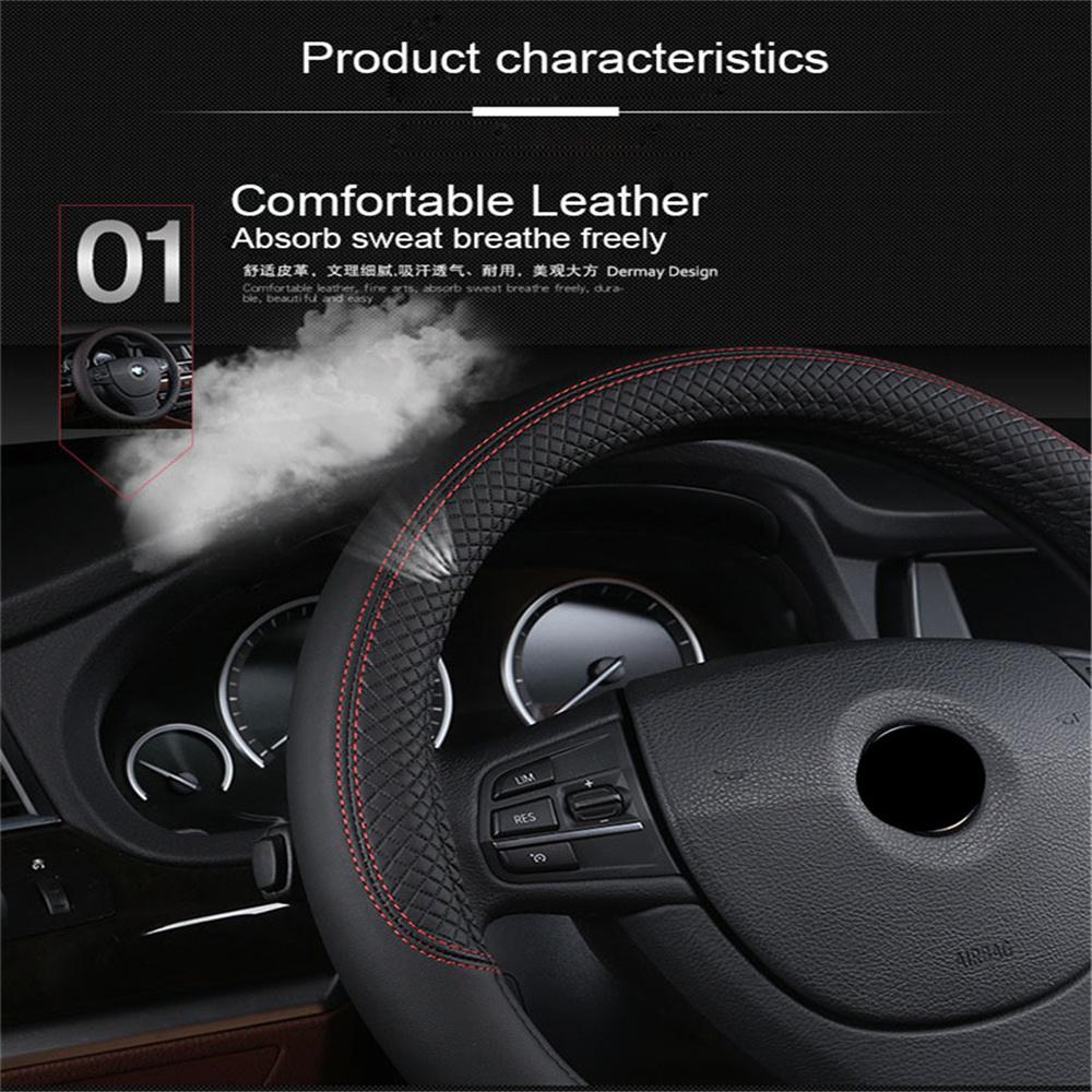 New Car Black 38cm PU Leather Steering Wheel Cover Skidproof Comfortable Car-styling
New Car Black 38cm PU Leather Steering Wheel Cover Skidproof Comfortable Car-styling