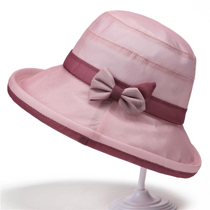Весна, лето, осень, солнцезащитная шляпа, женская изысканная завязка с цветочным принтом, закрывающая лицо, цилиндр, пляжная шляпа, летняя дорожная шляпа с большими полями M(56-58cm) розовый