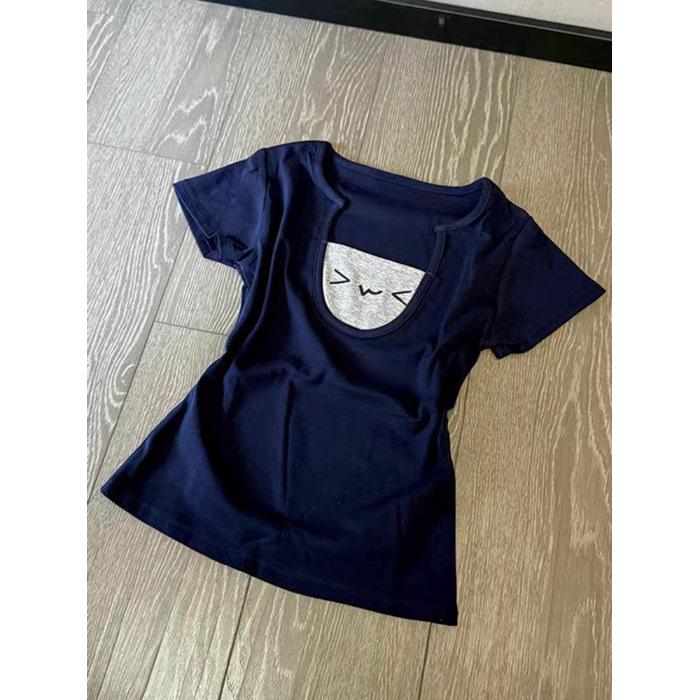 Women s Summer Retro Short Sleeve Color Block T-Shirt Large темно-синий
Women s Summer Retro Short Sleeve Color Block T-Shirt Large темно-синий