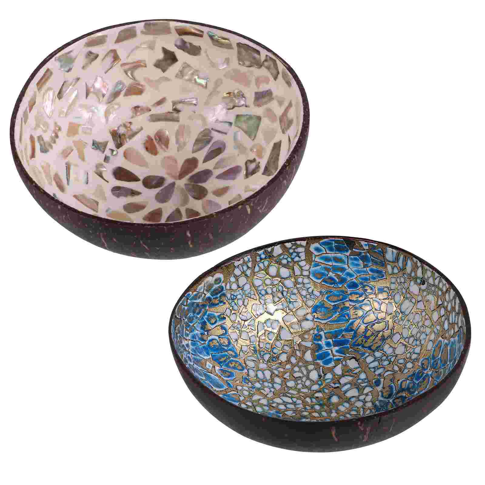 2 шт. кокосовая скорлупа чаша конфеты контейнеры домашний ключ настольное украшение для хранения украшение для салата деревянный синий