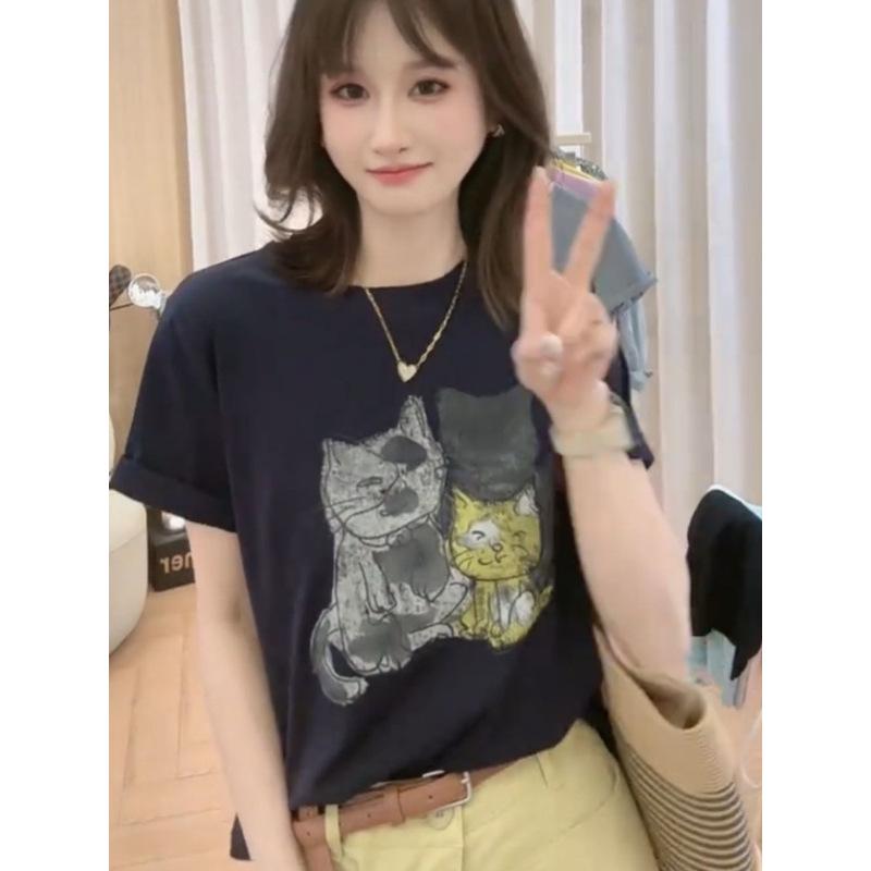 Women s Cartoon Cat Print Short Sleeve T-shirt - 2025 Summer Casual Fashion, Versatile & Trendy Loose Fit Top M for 90-115 jin
Women s Cartoon Cat Print Short Sleeve T-shirt - 2025 Summer Casual Fashion, Versatile & Trendy Loose Fit Top M for 90-115 jin