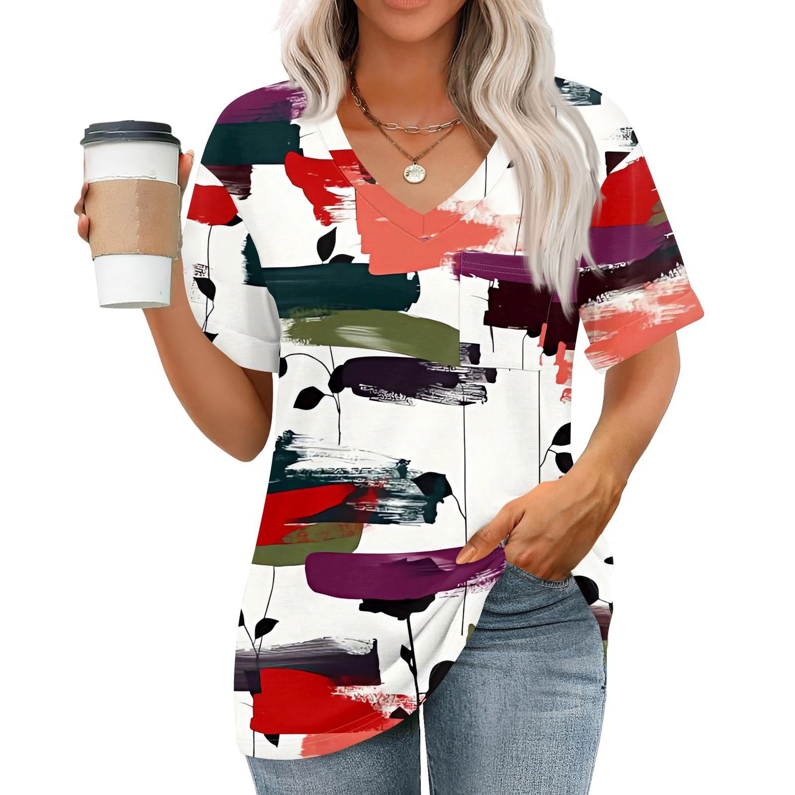 Женские топы с V-образным вырезом и коротким рукавом Блузки Повседневные модные принты Туники Топы с карманами L красный
Женские топы с V-образным вырезом и коротким рукавом Блузки Повседневные модные принты Туники Топы с карманами L красный