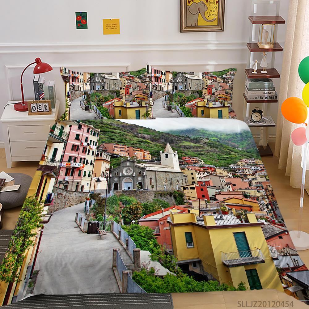 Комплект постельного белья с 3D пейзажным узором, летний берег, пододеяльник, наволочка, 2/3 шт., AU240 * 270, полный размер, украшение для дома Baby 100x135cm