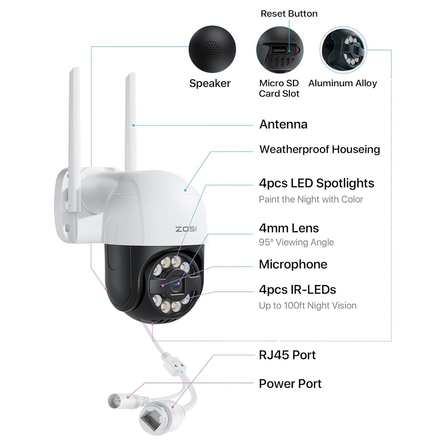 ZOSI C2892w 2MP HD Smart Network Surveillance Camera Outdoor Security Mobile Remote Camera Japanese Plug
ZOSI C2892w 2MP HD Smart Network Surveillance Camera Outdoor Security Mobile Remote Camera Japanese Plug