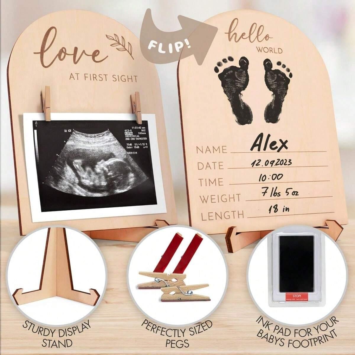 1 cute wooden ultrasound photo frame for your pregnancy announcement, suitable for daycare decoration
1 cute wooden ultrasound photo frame for your pregnancy announcement, suitable for daycare decoration
