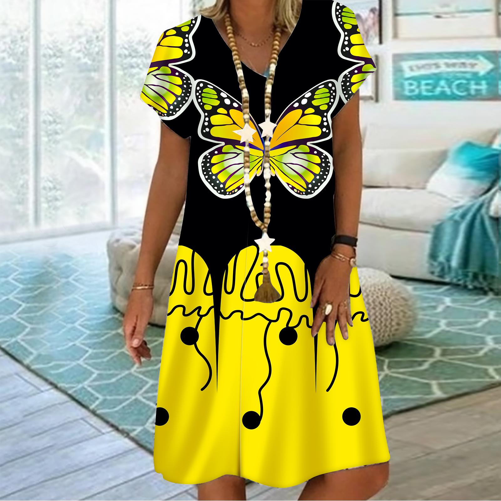 Летнее модное платье с v-образным вырезом, женское белое платье с короткими рукавами и принтом бабочек, свободное повседневное платье для женщин 5XL
Летнее модное платье с v-образным вырезом, женское белое платье с короткими рукавами и принтом бабочек, свободное повседневное платье для женщин 5XL