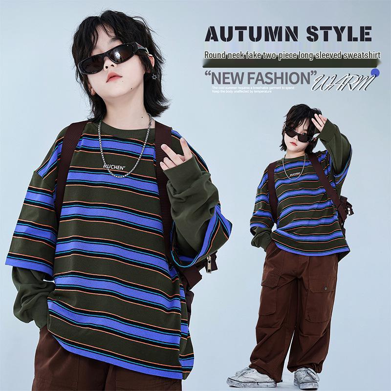 Boys Striped Two-Piece Look Casual Sweatshirt - Spring 2026 Trendy Arrival for Medium & Large Children 160 cm
Boys Striped Two-Piece Look Casual Sweatshirt - Spring 2026 Trendy Arrival for Medium & Large Children 160 cm