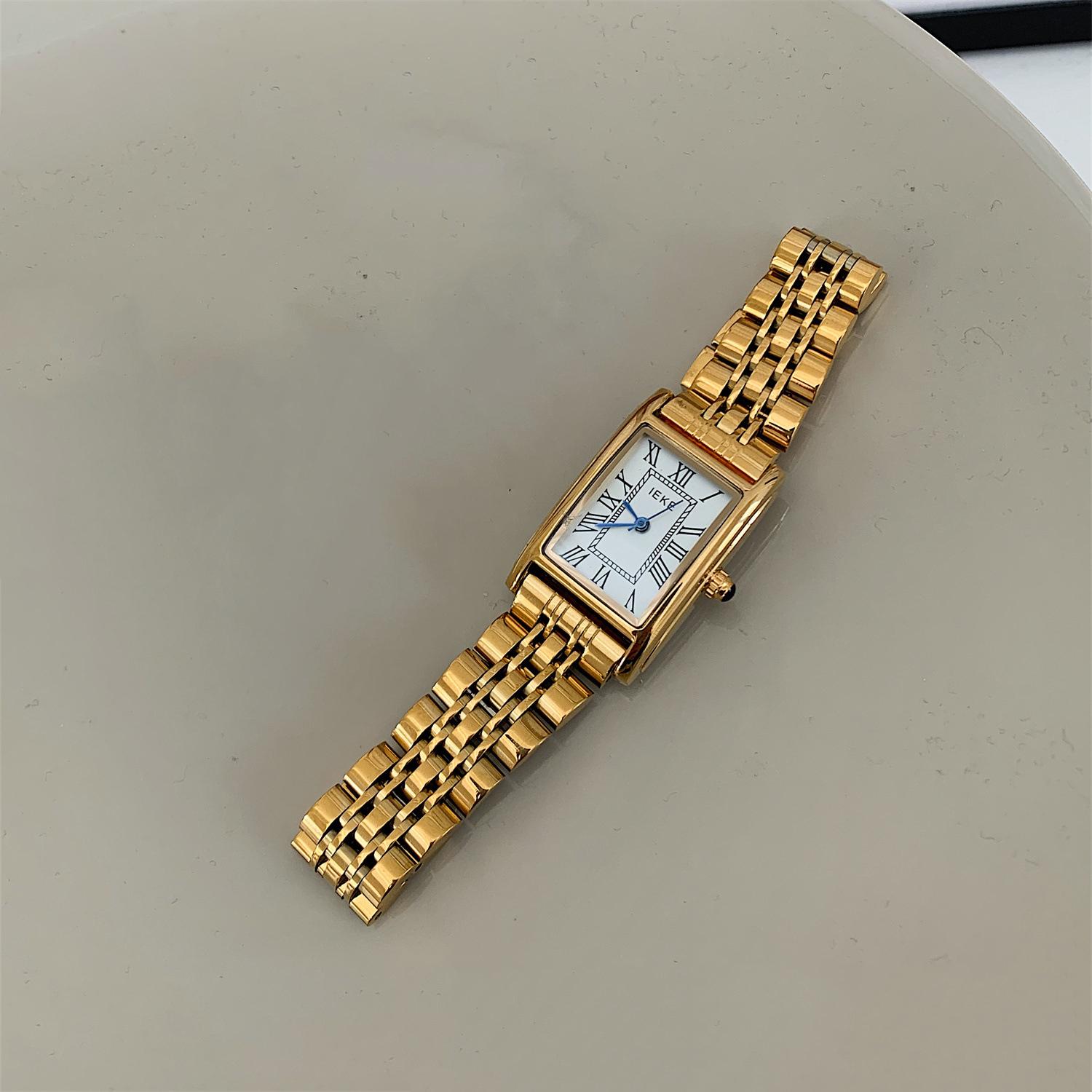 Женские кварцевые часы, роскошные прямоугольные квадратные часы, винтажные римские цифры, розовое золото, серебристая сталь, женские наручные часы Orologio Reloj