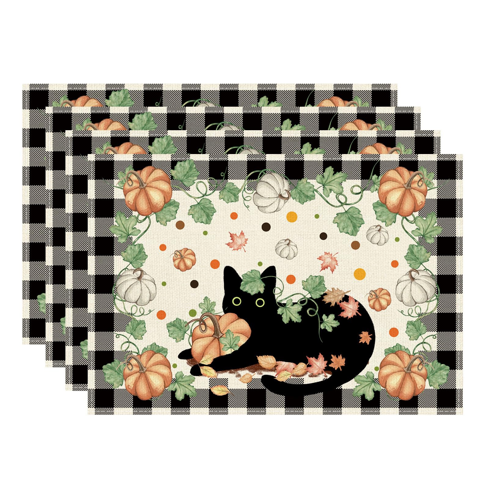 Fall Black Cat Pumpkin Plaid Placemats Set of 4 Table Mats for Party Home Kitchen Dining Table Decorations 12x18 Inch Placemats Set of 4 (12x18 Inch)
Fall Black Cat Pumpkin Plaid Placemats Set of 4 Table Mats for Party Home Kitchen Dining Table Decorations 12x18 Inch Placemats Set of 4 (12x18 Inch)