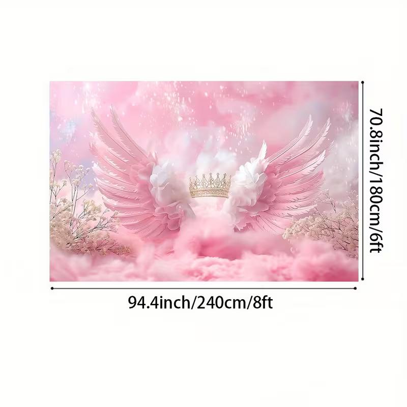 2D Printed Pink Angel Wings Backdrop with Crown & Flowers for Baby Shower and Princess Photography 47.2x31.5inch/120*80cm
2D Printed Pink Angel Wings Backdrop with Crown & Flowers for Baby Shower and Princess Photography 47.2x31.5inch/120*80cm