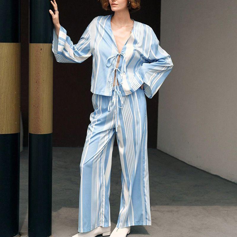 Autumn Fashion Elegant Stripes Long Sleeves Shirt Straight-Leg Trousers Suit Pajamas Two-piece Set Stripes S
Autumn Fashion Elegant Stripes Long Sleeves Shirt Straight-Leg Trousers Suit Pajamas Two-piece Set Stripes S