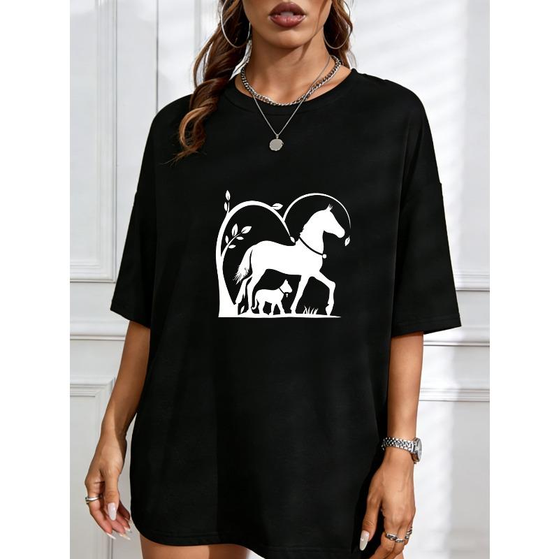 White Crewneck T Shirt With Deer And Fawn Print For Casual Wear XXXXL чорний
White Crewneck T Shirt With Deer And Fawn Print For Casual Wear XXXXL чорний