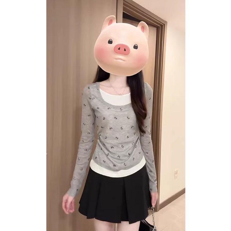 Women s Slim Fit Bow Print Long-Sleeve Two-in-One College Style Tee for Spring and Autumn. XL (approx. 57.5-65 kg) серый
Women s Slim Fit Bow Print Long-Sleeve Two-in-One College Style Tee for Spring and Autumn. XL (approx. 57.5-65 kg) серый