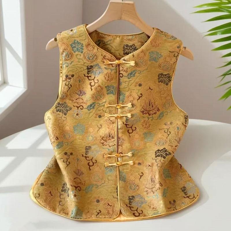 Autumn Retro Frog Button Vest for Middle-aged and Elderly Women - Chinese National Style Round Neck Top 5XL жовтий
Autumn Retro Frog Button Vest for Middle-aged and Elderly Women - Chinese National Style Round Neck Top 5XL жовтий