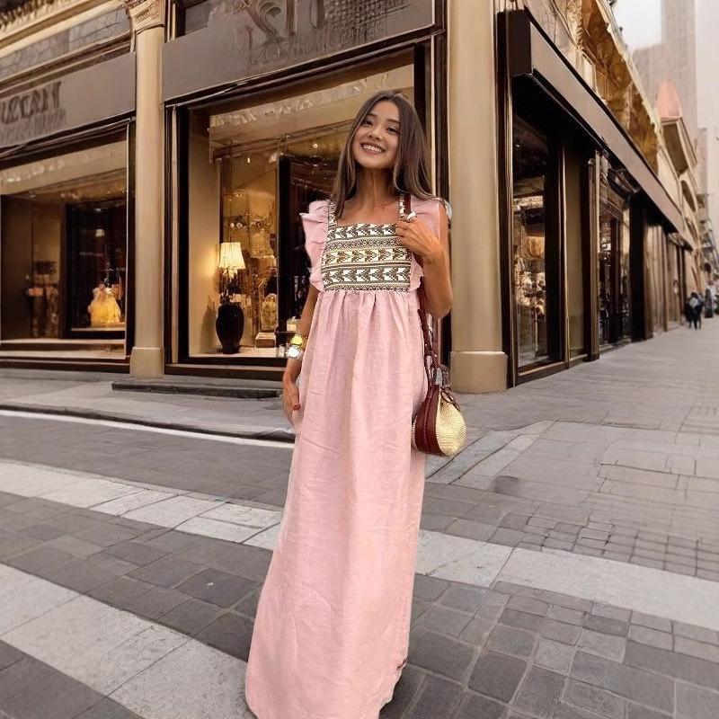 2025 Elegant Flutter Sleeve Color Block Long Dress - Women s European & American Fashion S
2025 Elegant Flutter Sleeve Color Block Long Dress - Women s European & American Fashion S