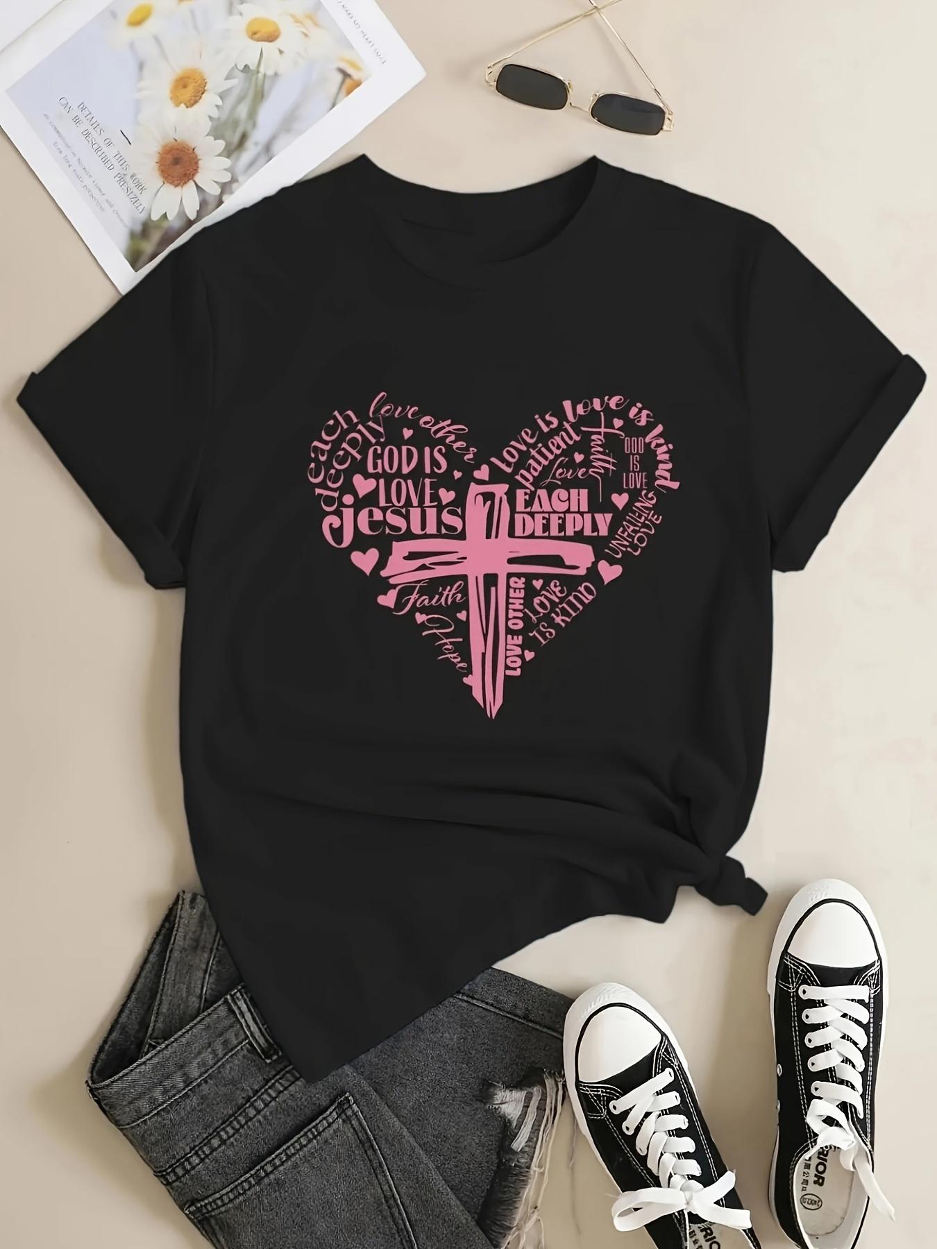 Short Sleeve T-Shirt with Pink Heart Pattern - Comfortable Stretchy Round Neck Casual Top Featuring White Hearts and Pink Details, S чёрный
Short Sleeve T-Shirt with Pink Heart Pattern - Comfortable Stretchy Round Neck Casual Top Featuring White Hearts and Pink Details, S чёрный