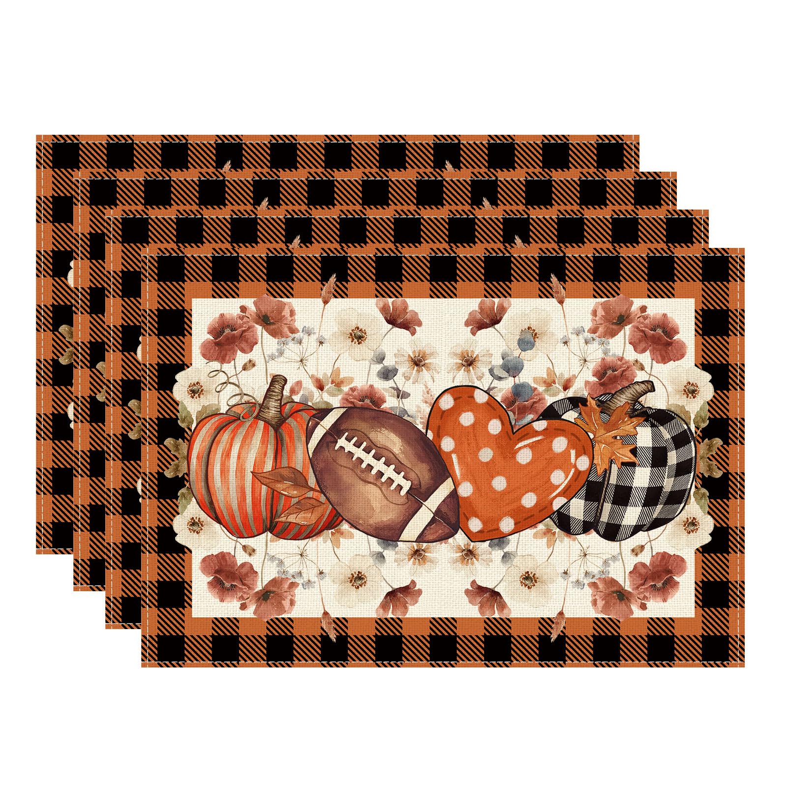 Fall Football Pumpkin Love Heart Flowers Plaid Placemats Set of 4 Table Mats for Party Home Kitchen Dining Table Decorations 12x18 Inch Placemats Set of 4 (12x18 Inch)
Fall Football Pumpkin Love Heart Flowers Plaid Placemats Set of 4 Table Mats for Party Home Kitchen Dining Table Decorations 12x18 Inch Placemats Set of 4 (12x18 Inch)