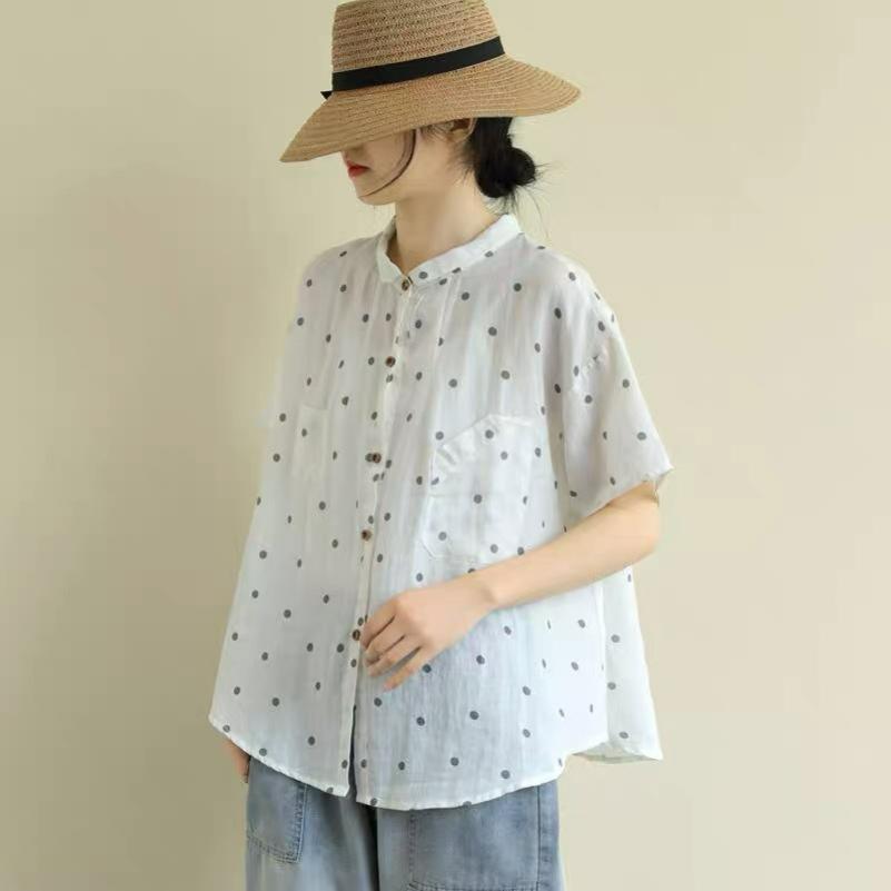 Literary Retro Polka Dot Cotton and Linen Shirt Women s Short-sleeved Summer Loose Large Size Forest Top 3XL білий
Literary Retro Polka Dot Cotton and Linen Shirt Women s Short-sleeved Summer Loose Large Size Forest Top 3XL білий
