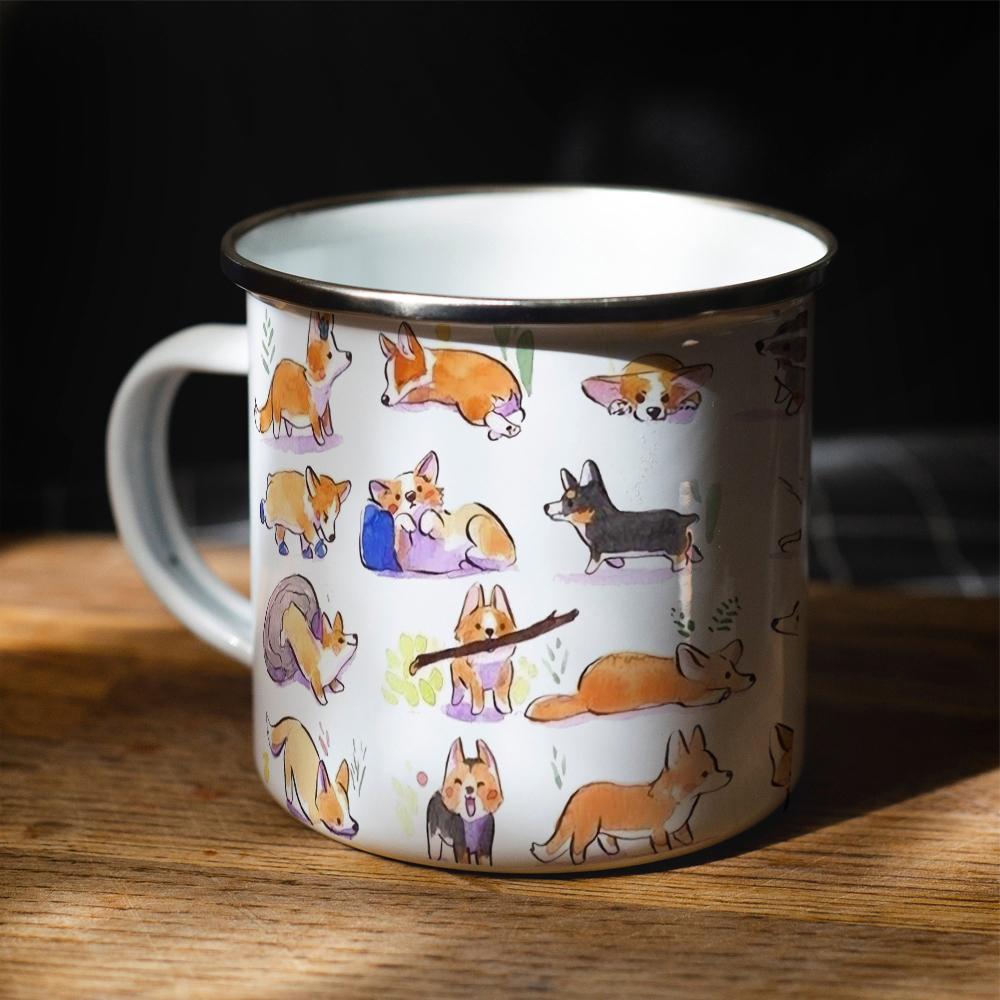 Cute Corgi pattern Enamel Camping Mug 12oz Home Tea Cup,Dog lover Birthday Coffee Mug Gift 301-400ml
Cute Corgi pattern Enamel Camping Mug 12oz Home Tea Cup,Dog lover Birthday Coffee Mug Gift 301-400ml