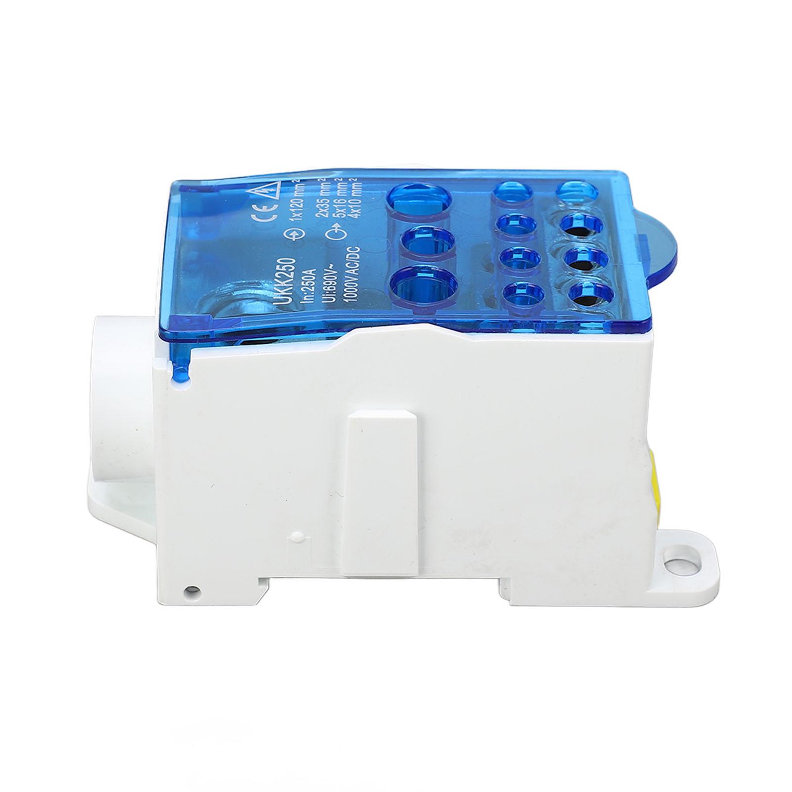 Terminal Block Junction Box Splicing Din Rail Single Pole Power Distribution Box 690V 250A Blue
Terminal Block Junction Box Splicing Din Rail Single Pole Power Distribution Box 690V 250A Blue