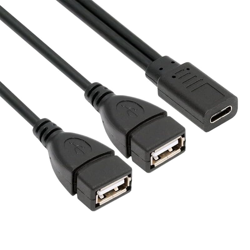 Cablecc DC 5V USB-C female - USB 2.0 standard dual type A splitter extension charging cable
Cablecc DC 5V USB-C female - USB 2.0 standard dual type A splitter extension charging cable