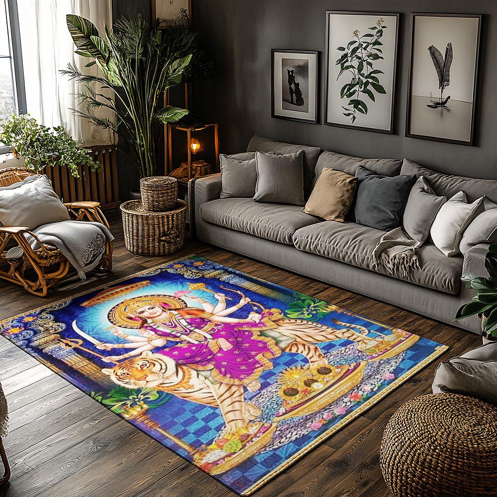 Goddess Durga Tiger Rug, Purple Blue Divine Carpet for Living Room, Soft Non-Slip Mat with Spiritual Home Decor 50x80cm
Goddess Durga Tiger Rug, Purple Blue Divine Carpet for Living Room, Soft Non-Slip Mat with Spiritual Home Decor 50x80cm