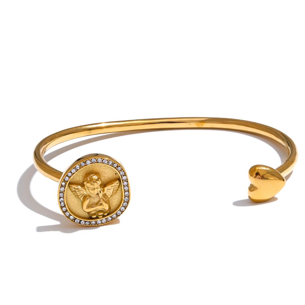 Yhpup Stainless Steel Zirconia Angel Heart Open Bracelet Bangle 18K Gold Color Plated Waterproof Fashion Statement Jewelry Gift
Yhpup Stainless Steel Zirconia Angel Heart Open Bracelet Bangle 18K Gold Color Plated Waterproof Fashion Statement Jewelry Gift