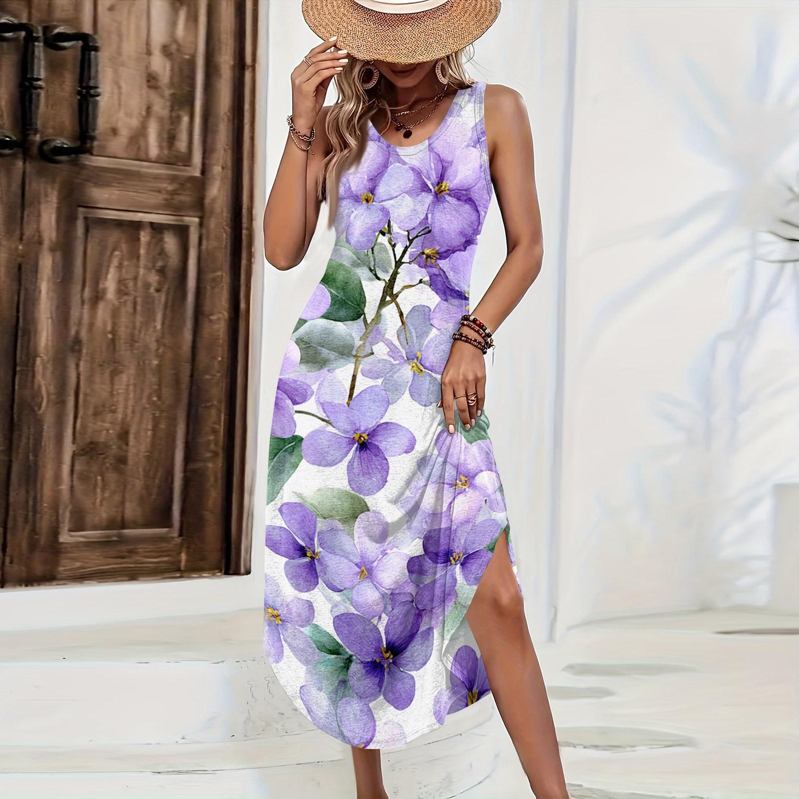 Women Casual Loose Fit Sleeveless Long Dress Floral Print Lightweight Summer Beachwear Maxi Dress for Daily Wear L фіолетовий
Women Casual Loose Fit Sleeveless Long Dress Floral Print Lightweight Summer Beachwear Maxi Dress for Daily Wear L фіолетовий